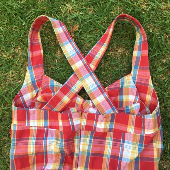 90’s Primary Color Plaid A-Line Sun Dress~ - Picture 5 of 7